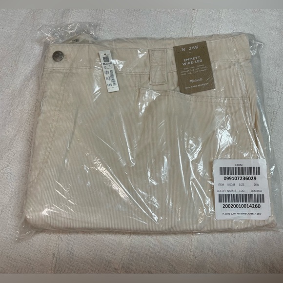 NWT Madewell Emmett 2.0 Wide Leg Corduroy Pants Antique Cream Women’s Plus Sizes - Picture 1 of 10